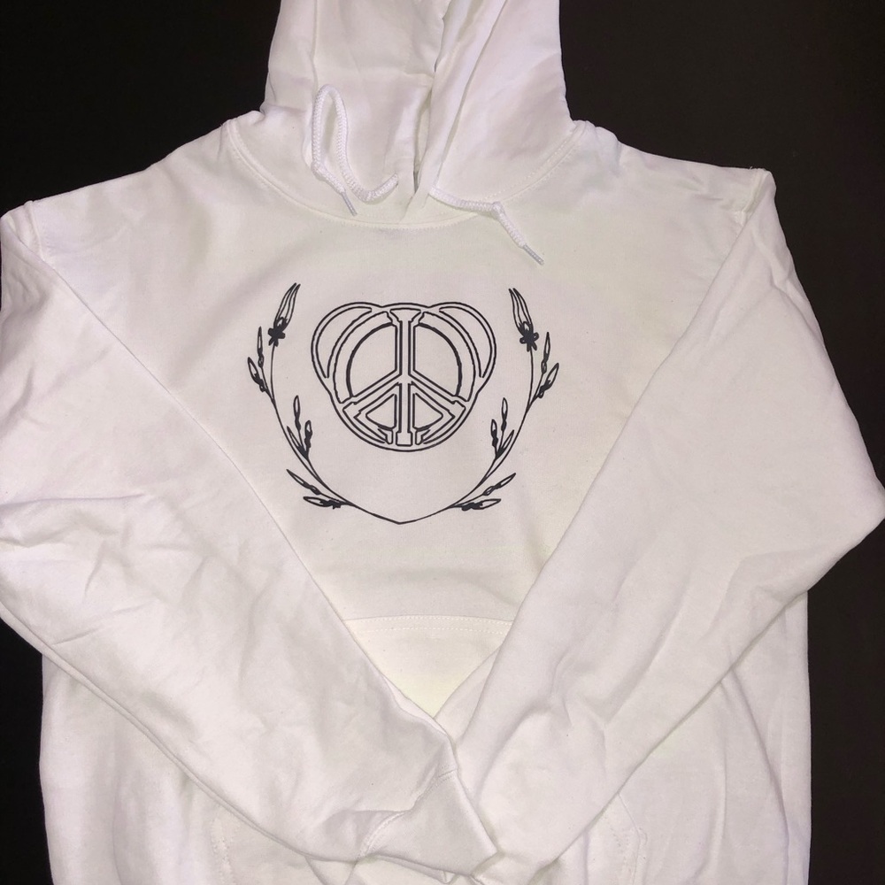 SLNP Gallery Share Love & Peace Lightweight White Hoodie